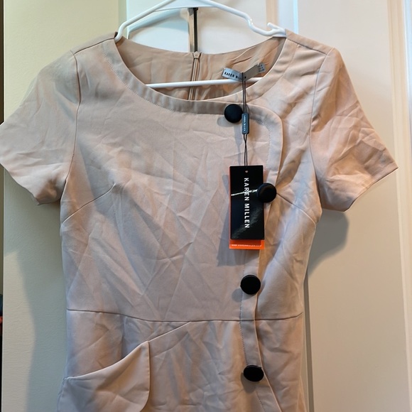 *Final Price* Karen Millen Cream/Tan Dress Sophisticated NWT Size 4 - Picture 2 of 9